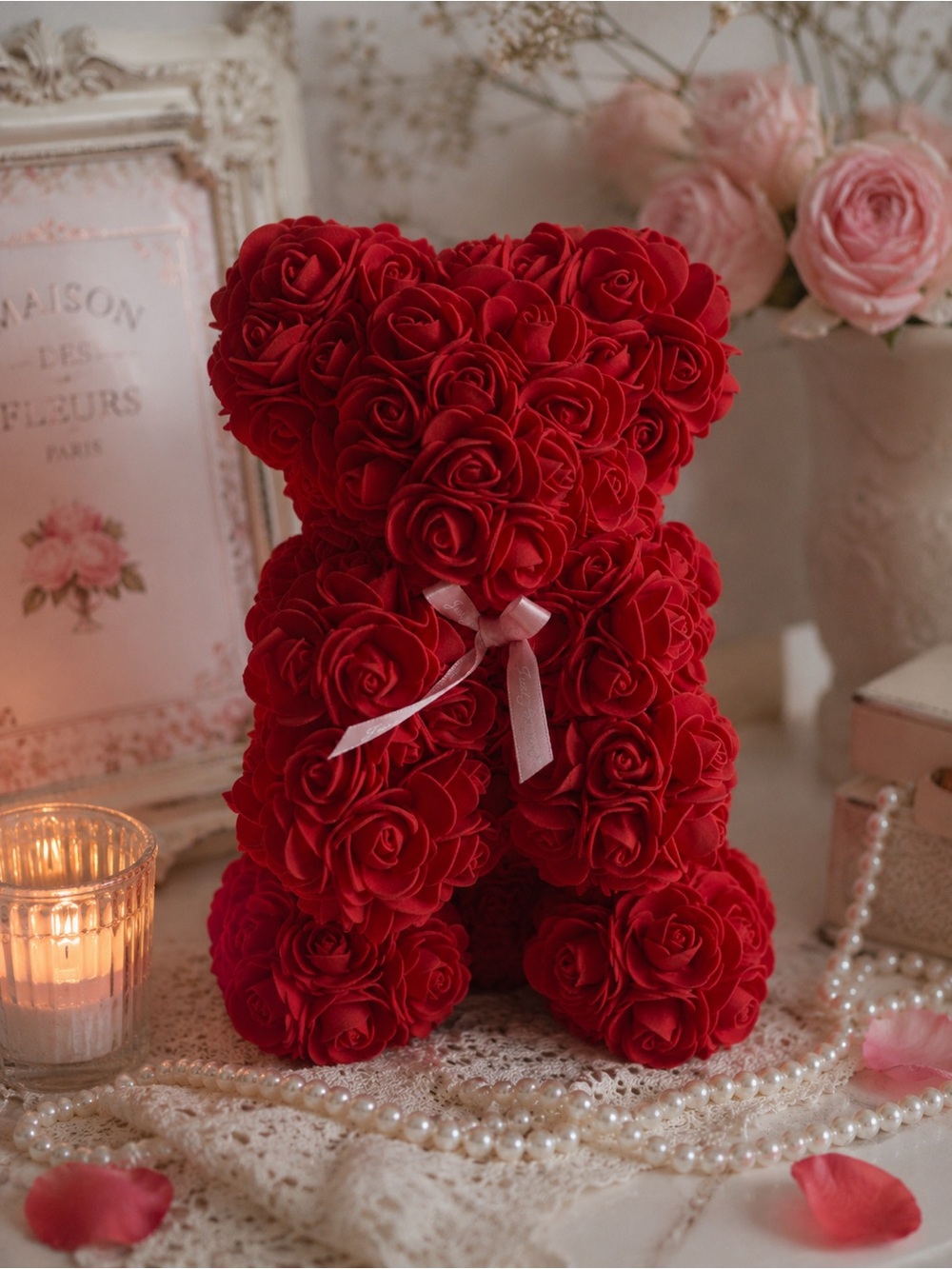 💗5 for $25💗 Red Rose Soft Teddy Bear Sculpture Gift Valentine’s Day Anniversary